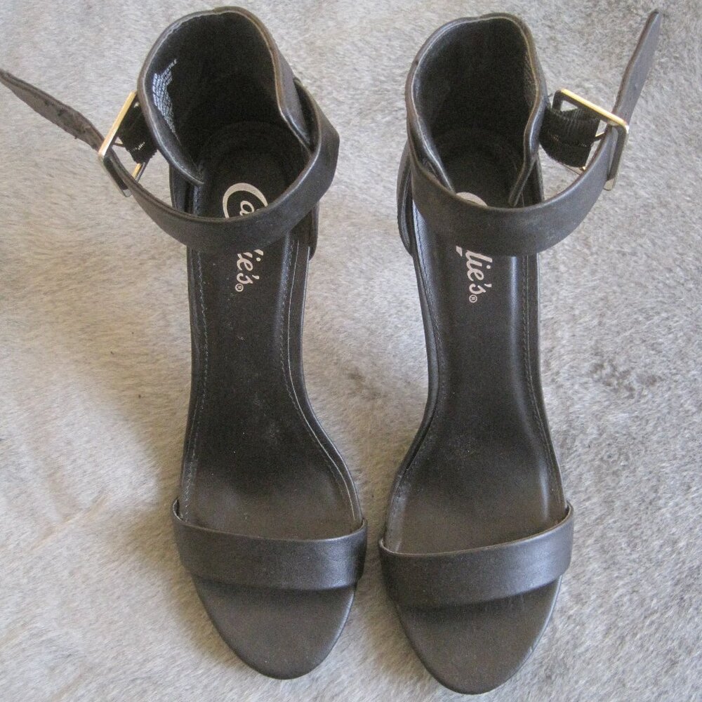 CANDIE'S CADEVILLE BLACK ANKLE STRAP HEELS 9.5 NEW $55.00